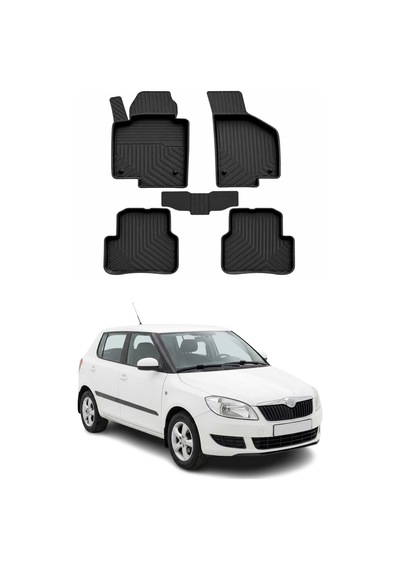 Skoda Fabia 2 2007-2014 Uyumlu 4d Havuzlu Paspas Kauçuk Siyah 5 Parça