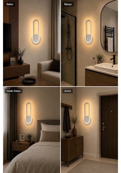 Haris Modern Led Duvar Apliği Günışığı Gri