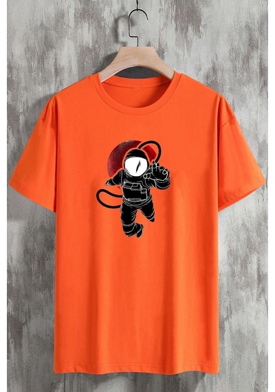 Uyguntarz Unisex Astronot Tasarım Tshirt Turuncu