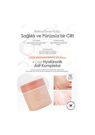 Grace Day Retinol ve Bakuchiol İçeren Tonikli Ped Grace Day Retinol Toner Pad 70 adet