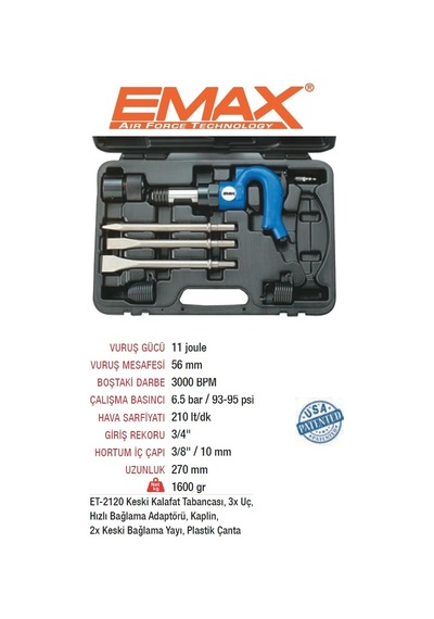 Emax Havalı Keski Kalafat Tabanca Seti 250Mm