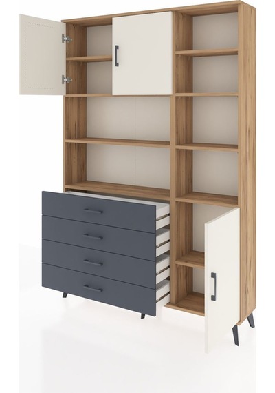 Arges Dolap 9 Raflı 4 Çekmeceli 3 Kapaklı 132x30x195 Çam-aytaşı/antrasit Aytası/antrasıt Arges Dolap 9 Raflı 4 Çekmeceli 3 Kapaklı 132x30x195 Çam-aytaşı/antrasit Aytası/antrasıt