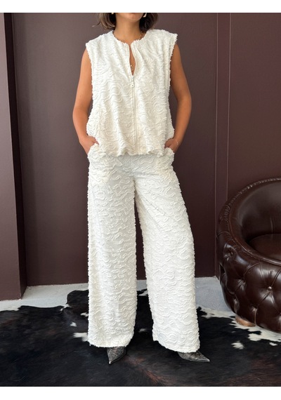 Verymoda Jakarlı Dukuma Pantolon F2020 Krem