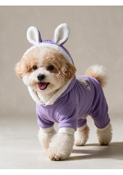 Bibelot Lavender Polar Köpek Tulumu Yumuşacık Ve Sıcacık Bunny Kulaklı Tulum