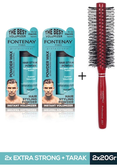 Fontenay Saç Şekillendirici Pudra Toz Wax Mat Effect Mavı 20gr X2 + 1017 Tarak'ı 3'lü Set