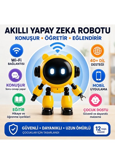 Yapay Zeka Robot Oyuncak - Konuşan Robot - Wi-fi Uygulamalı - Çocuklar İçin Eğitici Oyuncak