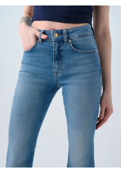 Flare Slim Fit Kadın Pantolon Mavi