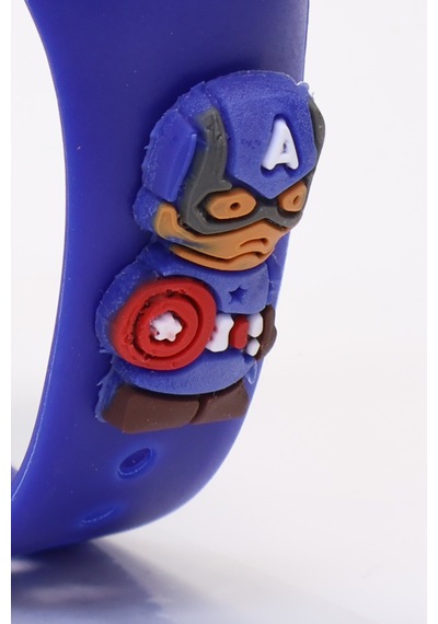 Captain America Figürlü Dijital Led Takvimli Çocuk Kol Saati Dokunmatik Tuşlu Su Geçirmez Mavi-captn Siyah