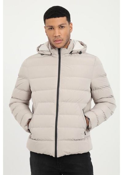 Dufy Erkek Slim Fit Kapüşonlu Taş Mont-18159