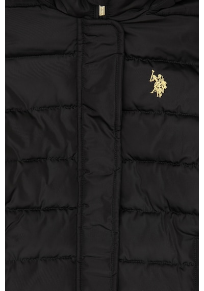 U.S. Polo Assn. Kız Çocuk Siyah Kapüşonlu Kaban 50313175-VR046