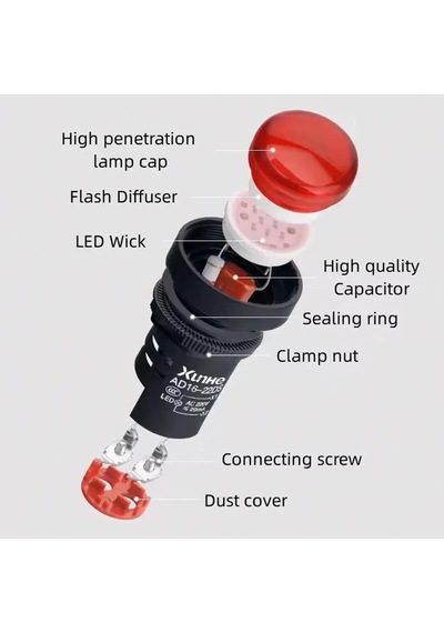 Ad22-22ds 22mm Sinyal Lambası Yeşil 220v