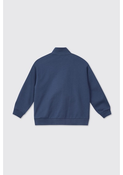 Panço Erkek Çocuk Fermuarlı İndigo Sweatshirt Mavi