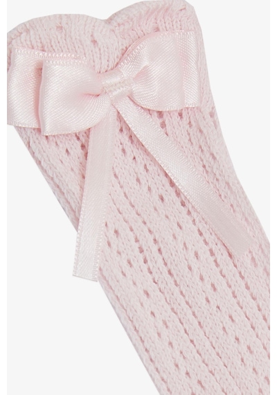 Katamino Kız Bebek File Çorap Fiyonklu 6-24 Ay, Pembe-pembe Pembe