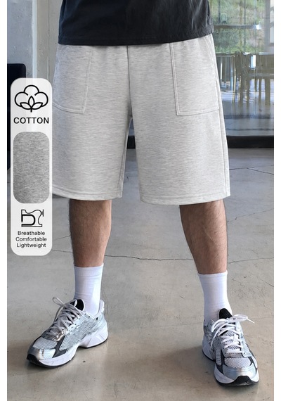 Cool Tarz Erkek %100 Pamuk Regular Fit Cepli Şort Günlük Rahat Yazlık Basic Şort Gri Gri