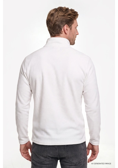 AC&Co / Altınyıldız Classics Anti-Pilling Tüylenme Yapmayan Bato Yaka Erkek Polar Sweatshirt Beyaz