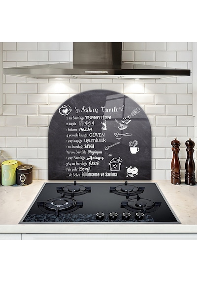 Decorita Cam Ocak Arkası Koruyucu | Oval Şekilli | Aşkın Tarifi