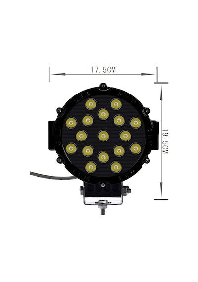 Off Road Sis Lambası 17 Ledli 51 Watt Siyah 4x4 Yayıcı Sis Farı