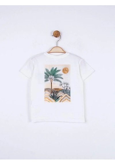 Nk Kids Erkek Bebek Desert Pamuklu Sırtı Baskılı Tshirt-15658 Ekru