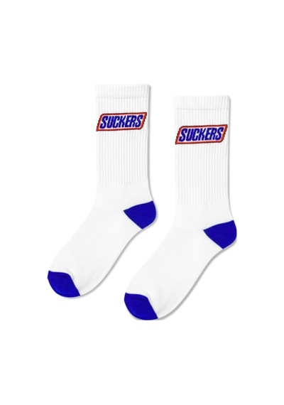 Carnaval Socks S.ckers Yazılı Beyaz Mavi Tenis Çorap Çok Renkli