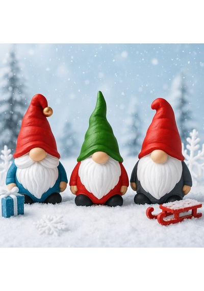 3 Lü Set Noel Cüceleri El Boyama Biblo 13 Cm Premium Yılbaşı Dekor Koleksiyonluk Hediye