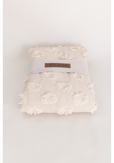 Sitra Bej Çift Kişilik Püsküllü Yatak Örtüsü 230x250 2 Yastık 50x 400509