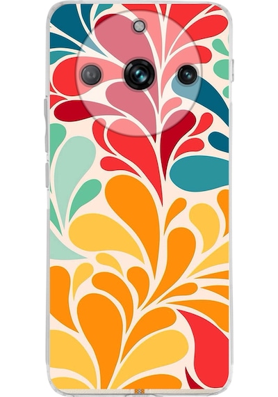 Realme 11 Pro İle Uyumlu Retro Color 5 Baskılı Kamera Korumalı Şeffaf Kılıf Şeffaf