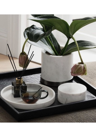 Lux & Marble Bollos, Beyaz Mermer Yuvarlak Sunumluk