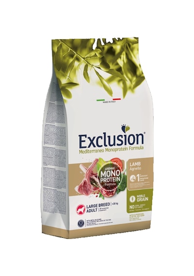 Exclusion Monoprotein Düşük Tahıllı Kuzu Etli ve Narlı Büyük Irk Yetişkin Köpek Maması 12 KG