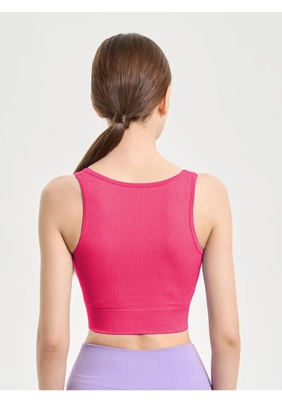 Mistirik Florio Model Seamless Örme Kumaş Sıkılaştırıcı Bluz Biker Crop Model Bordo Renk Bordo