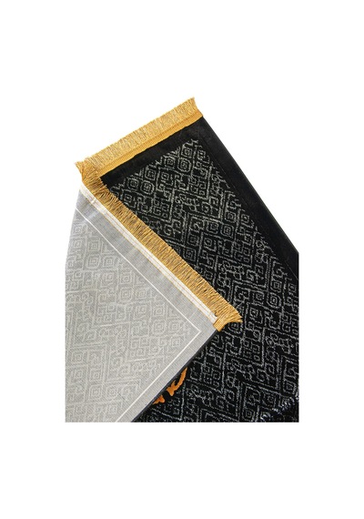 Albion Kabe Motifli Kadife Seccade Siyah