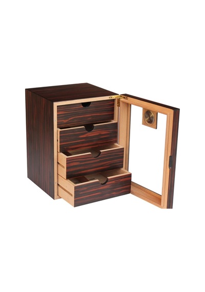 Premiumquality 3 Çekmeceli Kahverengi Sedir Humidor Puro Kutusu - Tr9646