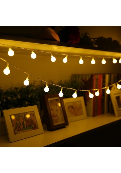 2 metre Pilli Led Işıklı Ampul Toplar Animasyonlu Dekoratif Aydınlatma