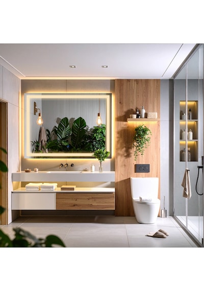 Rectango Günışığı Kumlamalı Lavabo & Banyo Aynası Dokunmatik Sensörlü 80 X 60