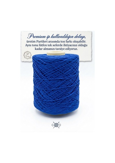 Premium İnce Cotton Zincir Makrome İpi Saks Mavi 1 Kg - 2 Mm Çanta Runner İpi