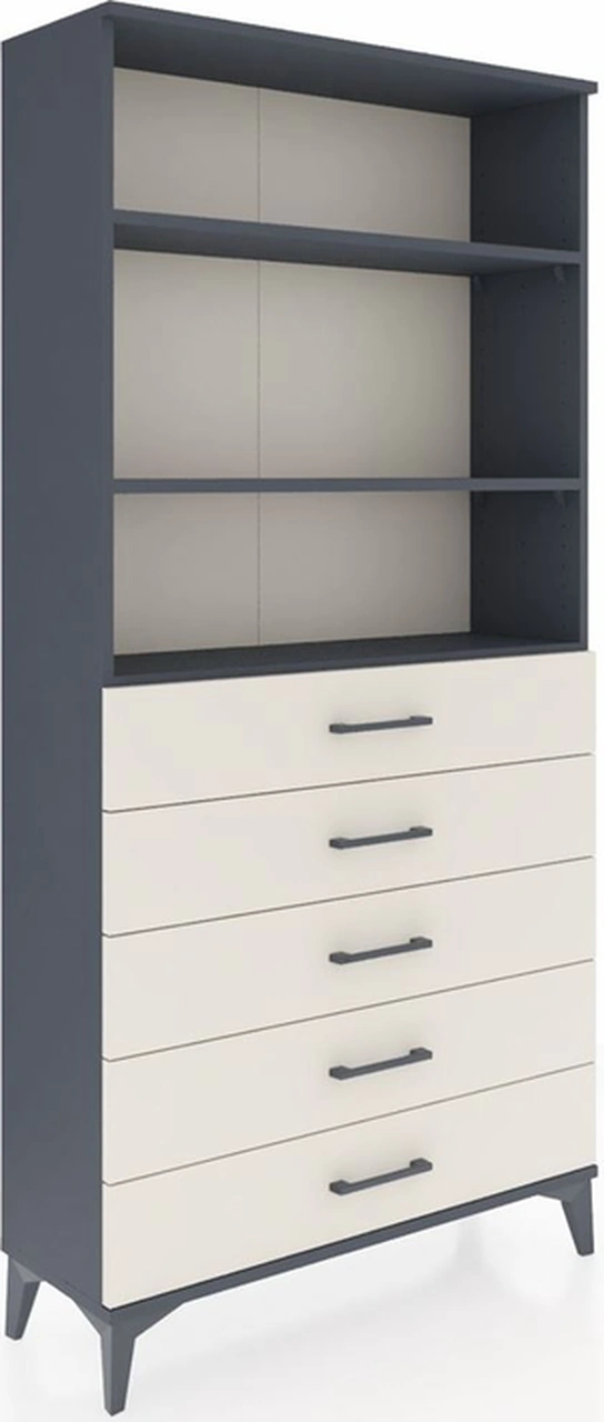 Arges Dolap 3 Raflı 5 Çekmeceli 88x30x182 Antrasit-aytaşı Antrasit