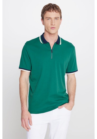 Erkek Yesıl Lacı Regular Fit Geniş Kesim Polo Yaka %100 Pamuk Tişört Çok Renkli
