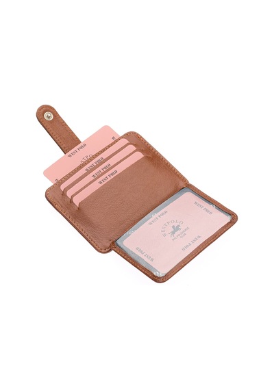 Westpolo Hakiki Deri Bol Kart Bölmeli Patlı Unisex Kartlık - Taba Taba