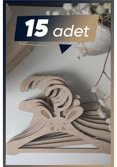 Woodnest Ahşap Mdf Çocuk Askısı 15 Adet Sevimli Askılık Bebek Askılığı Diğer