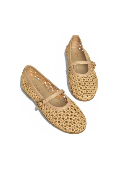 Fox Shoes Y267272709 Ten Örgü File Görünümlü Kadın Babet Ten