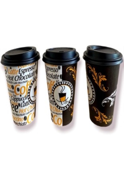12 oz Siyah Beyaz Kapaklı Latte  Frappe Kahve Karton Bardak 100