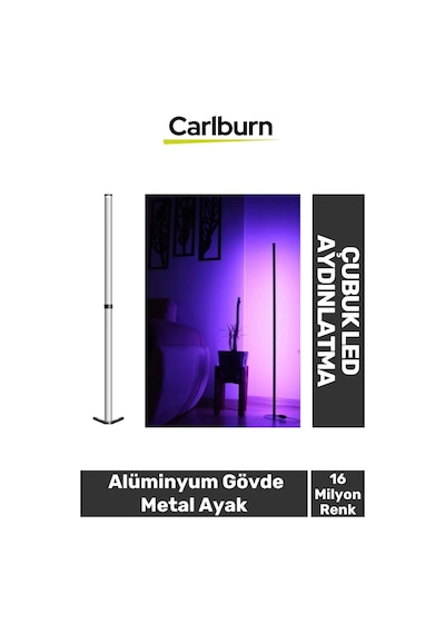 2 Metre Usb Giriş Alüminyum Gövde Metal Ayak Rgb Uzaktan Kumandalı Çubuk Led Aydınlatma Diğer