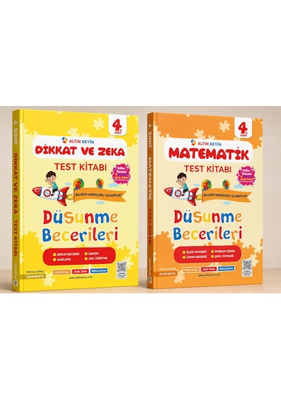 Altın Nokta Yayınları 4. Sınıf Altın Beyin Dikkat Ve Zeka Kitabı İle Matematik Test Kitabı Seti 2 Kitap