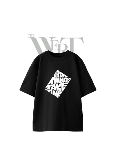 Thewert Motivational Quote Tasarım Baskılı Ünisex Siyah Oversize T-shirt