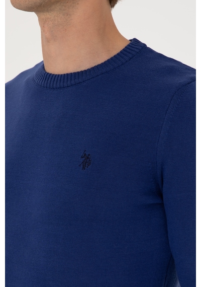 U.S. Polo Assn. Erkek Slim Fit Bisiklet Yaka İndigo Basic Kazak 50313713-VR028