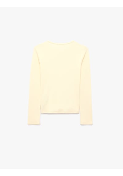 Koton Modal Kumaş Slim Fit Bisiklet Yaka Uzun Kollu Tişört Sarı 7wak50046ek