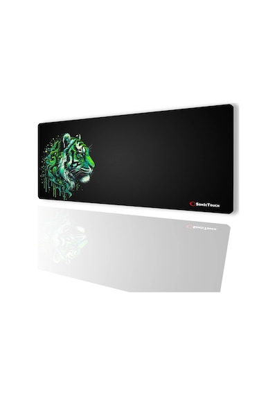 Sonictouch Ultragrand Siyah Ve Neon Yeşili Kaplan Dikişsiz Xxl Gaming Oyuncu Masaüstü Klavye Mouse Pad 40x90cm