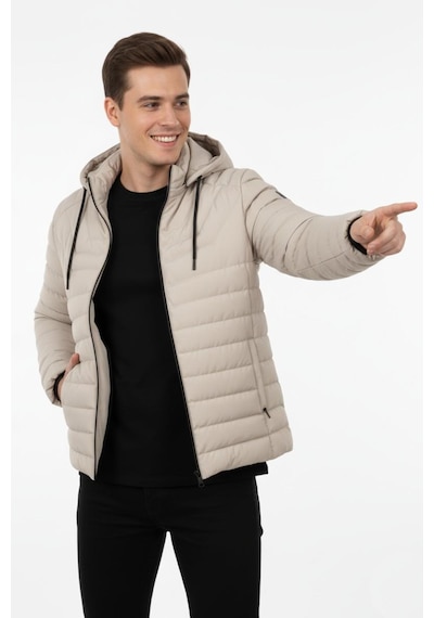 Bigazzi Erkek Kapüşonlu Spor Mont Regular Fit 3019 Bgl-st04897 Taş