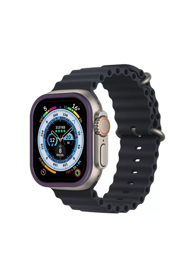 Newface Apple Watch Ultra 49mm Alüminyum Kasa Cam Ekran Koruyucu - Mor Diğer