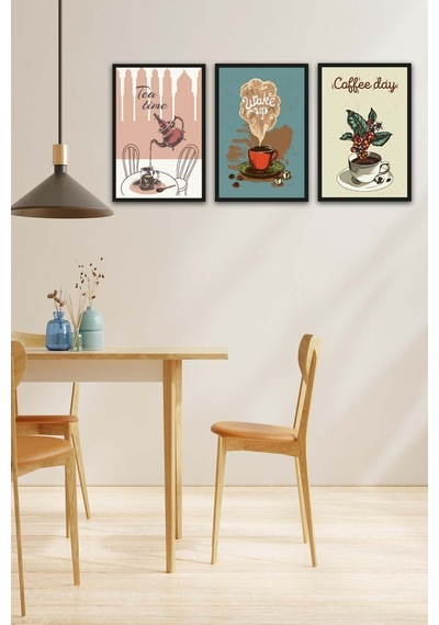 No77decor 3 Parça Mutfak Ve Cafe'ler Için Mdf Tablo Seti