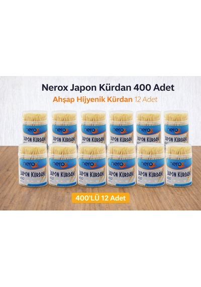 Nerox Japon Kürdan 400 Adet Ahşap Hijyenik Kürdan 12 Adet